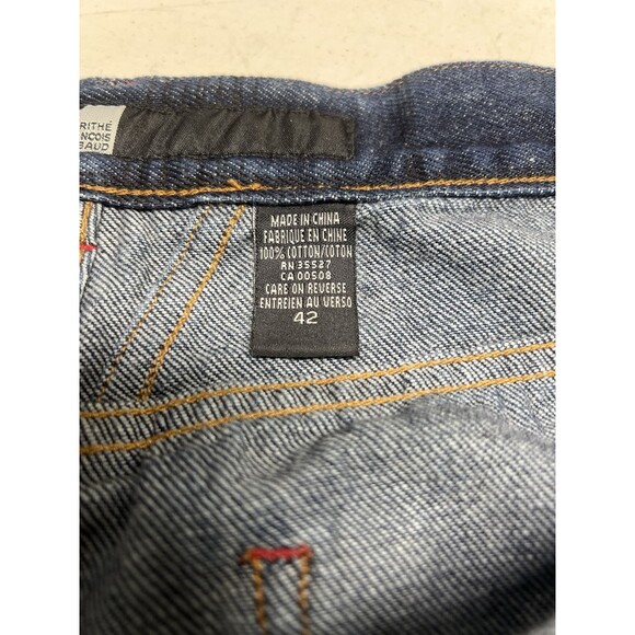 Marithe Francois Girbaud Wide Leg Baggy Jeans Dark Wash Plaid Pattern 40x29 - Picture 10 of 11